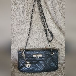 DKNY Gansevoort Bag Quilted Black Napa Leather Chain Strap Crossbody purse